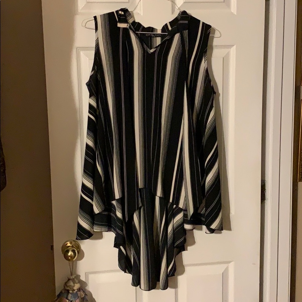 High-low striped blouse